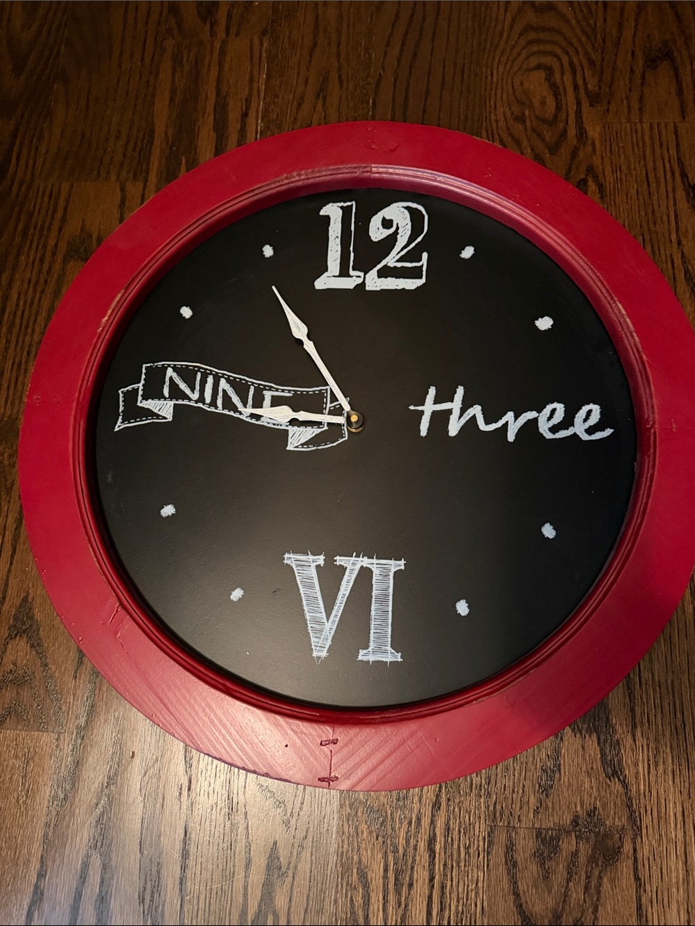 Pottery Barn Red Chalkboard Style Wall Clock - Home Wall Decor 20x20”